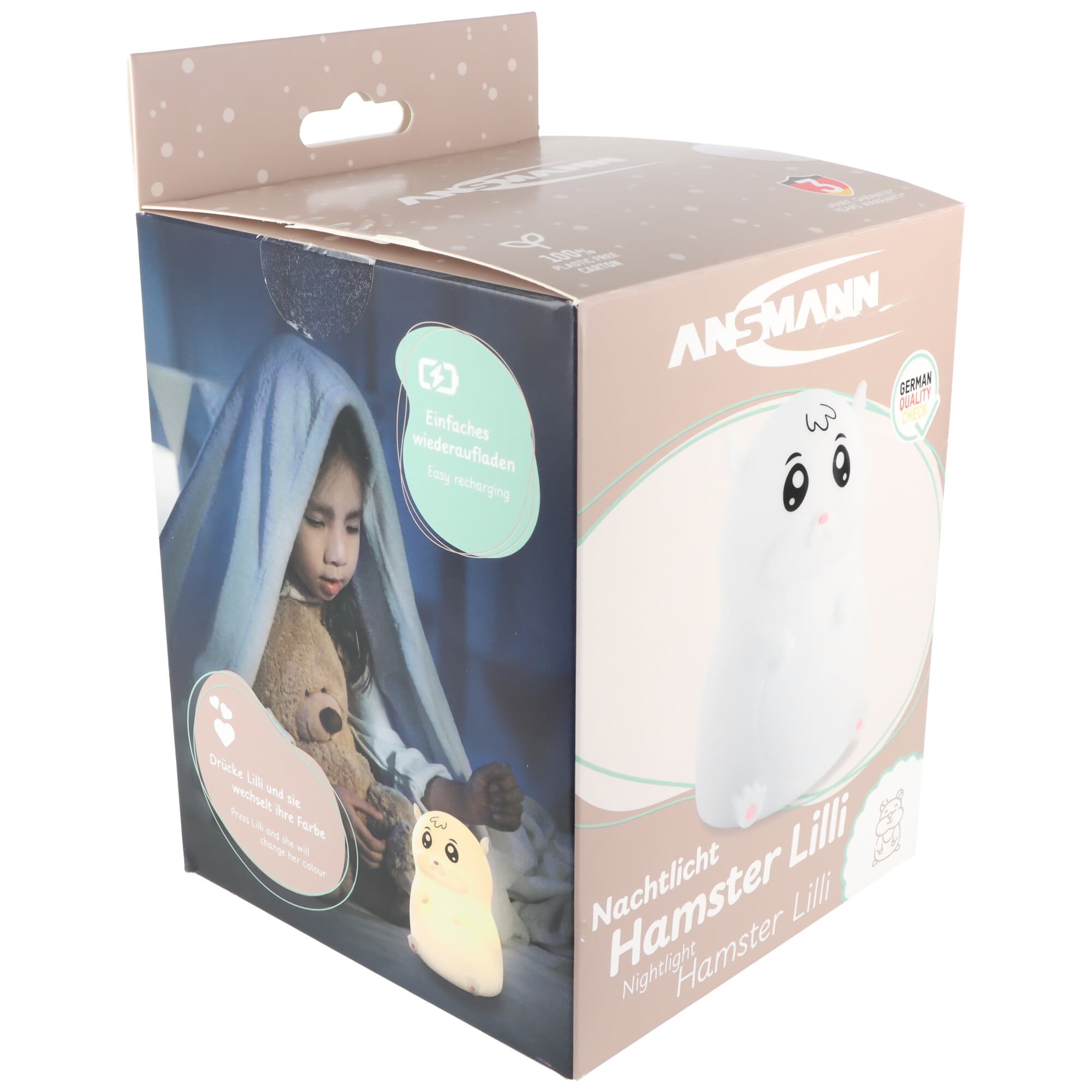 Veilleuse LED Ansmann Hamster Lilli, veilleuse silicone, veilleuse mobile, rechargeable