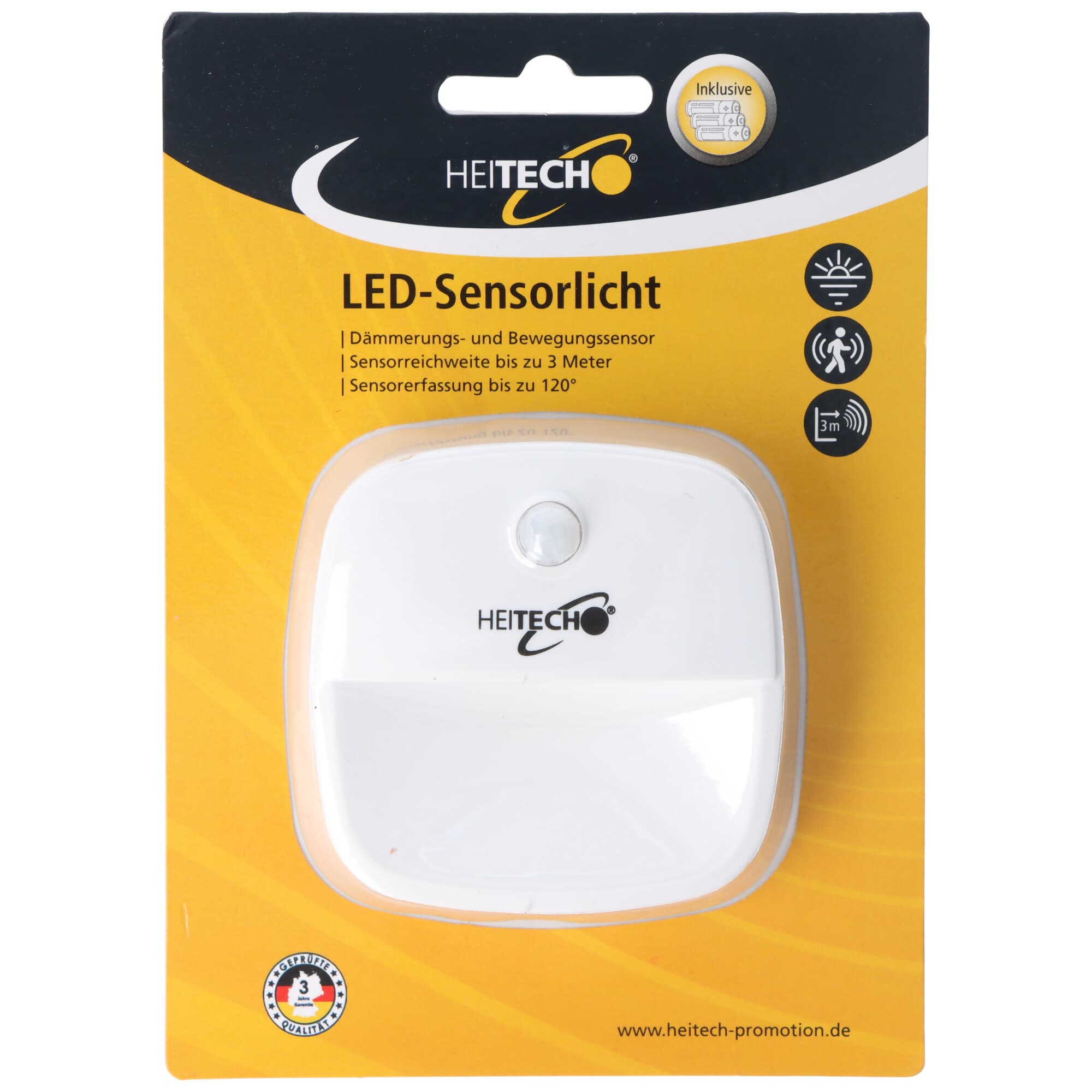 Lampe à capteur LED avec capteur crépusculaire et de mouvement, portée jusqu'à 3 mètres, détection par capteur jusqu'à 120°, idéale pour