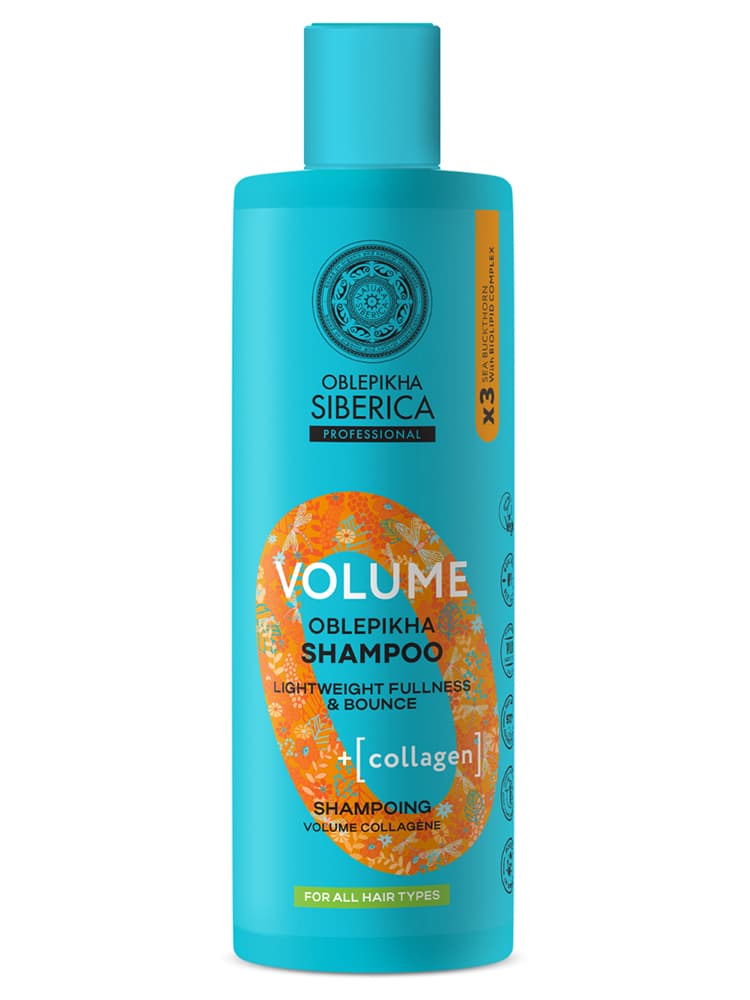 Natura Siberica Oblepikha Volume Shampoing Collagène Tous Types de Cheveux 400 ml