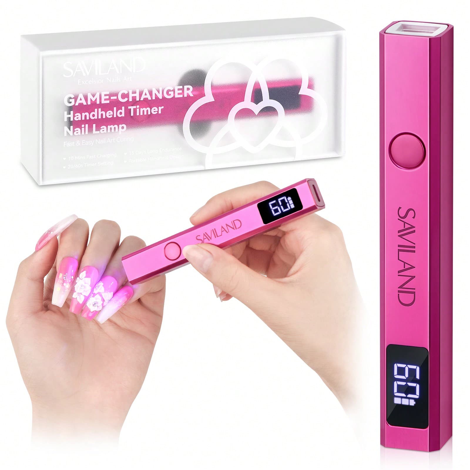 SAVILAND Lampe à ongles U V portable 10 s à durcissement rapide : 2024 lumière LED pour ongles en gel, mini lampe à ongles portable, sèche-ongles